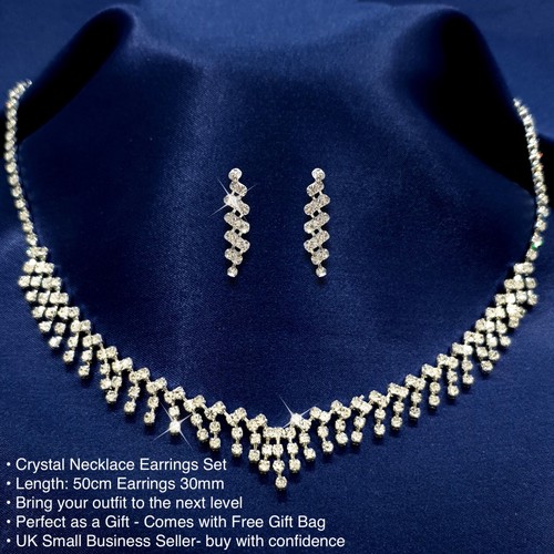 Silver crystal necklace stud - necklace,