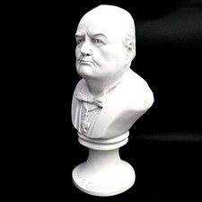 SIR WINSTON CHURCHILL MARBLE BUST / SCULPTURE - MADE IN ENGLAND   12"   4.3kg