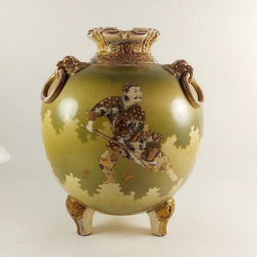 Japanese satsuma vase footed - satsuma, vase,