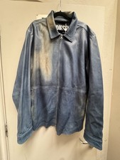 DIESEL blue genuine leather bomber style jacket 