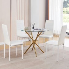 4x White Faux Leather Dining