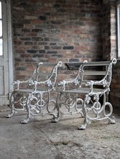 Coalbrookdale Cast Iron Garden Set 19th Century Antique Bench
