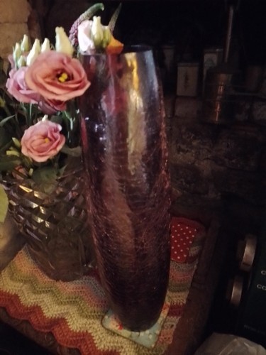 Tall purple glass crackle - glass,