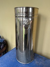 Vintage Lion Head Made In England Brass Umbrella Walking Stick Stand Holder 50s