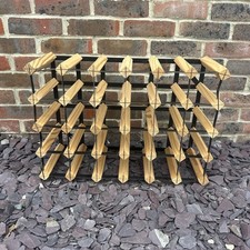 Large Wood And  Metal Stacking 24 Bottle Wine Rack Drink Storage Floor Standing