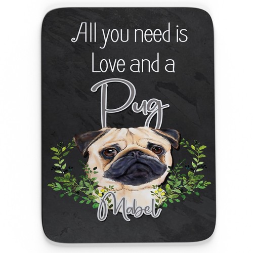 Personalised pug mouse mat dog - personalised,