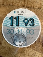 Old Vintage Tax Disc November 1993 (Vauxhall) Tax Disc Free UK Post