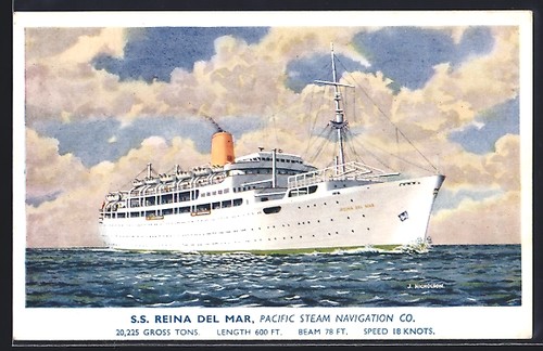 Artist postcard passenger ship - artist,