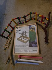 Parrot Lovebird small Bird Playground Gym Perch Ladder toy swing cage Bundle