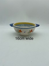 Henriot Lady Center by Quimper lug handled cereal bowl made in France
