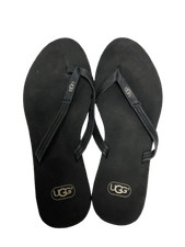 UGG Black Leather Flip Flops Sandals Size Uk 4 Style 1007563 Womens