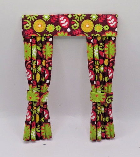 Dolls house window curtains - house,