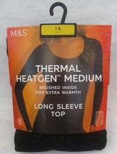 LADIES MARKS & SPENCER BLACK GLITTER THERMAL HEATGEN EXTRA WARMTH  TOP SIZE 16