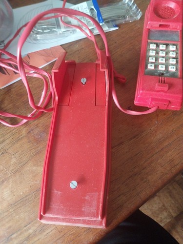 Red wall phone for land - phone, line