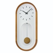 Seiko Dark Wooden Quartz Battery Pendulum Wall Clock with White Dial QXC247B