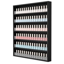 6 Tier Wall Mounted Black Salon Nail Polish Rack, Display Shelf Storage