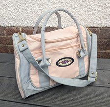 Vintage HEAD ST MORITZ Holdall Duffle Gym Bag Pink Grey Monte Carlo Canvas 