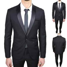 Men's Slim Fit Black Suit 46