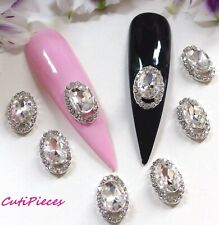 3D Nail Art Diamante Rhinestones Silver Framed Jewel Gems Alloy Metal Craft