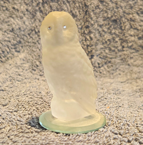 Frosted glass owl figurine - frosted,