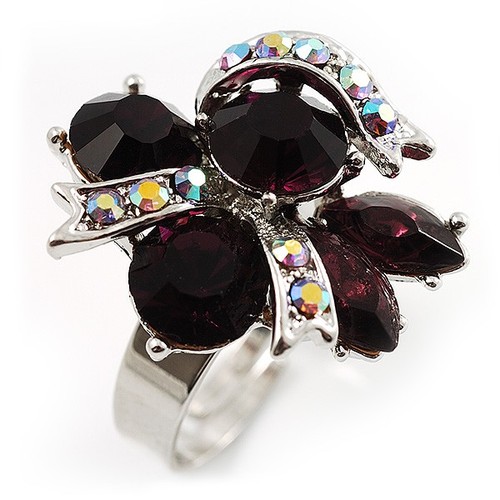 Rhodium plated crystal cluster - rhodium,