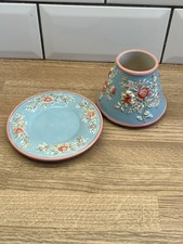 Yankee Candle Pink Duck Egg Blue Bouquet Shade & Plate For Small Candle Jar