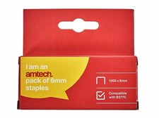 1000pc 6mm STAPLES HEAVY DUTY STAPLE GUN HIGH QUALITY FOR USE WITH B3770 AMTECH 