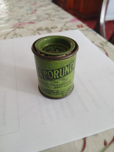 Vintage carborundum tin can - vintage,