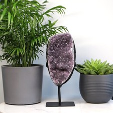 Amazing Amethyst Crystal Geode with polished edges and metal stand 4kg Free Post