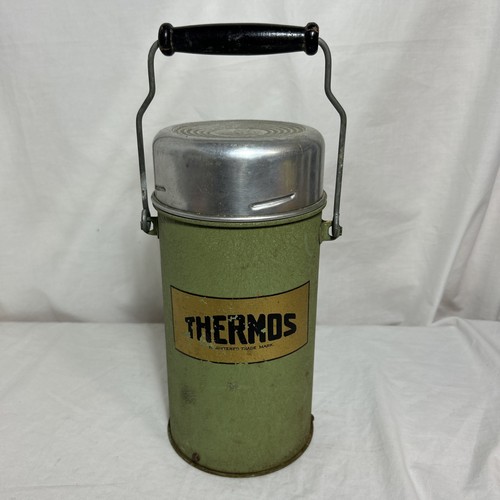 Vintage thermos flask green - vintage,