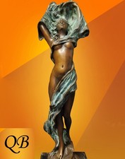 ART DECO BRONZE FIGURINE NUDE SCULPTURE STATUE EROTIC SERENE LADY FEMALE FIGURE