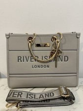 River Island Women's Crossbody Bag Grey Monogram Handbag