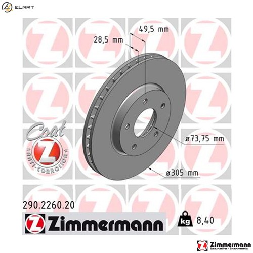 Brake disc 290 2260 - 2x, for