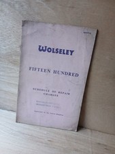Wolseley 1500 Schedule Of  Repair Charges 1959 Vintage Classic Car Booklet