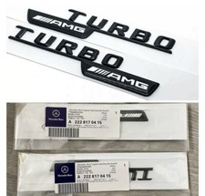 New2x Gloss Black Turbo AMG For Mercedes Fender Sides Letters Emblem Badge ??