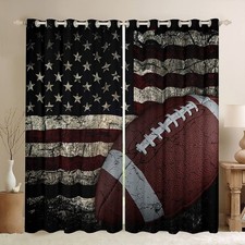 American Flag Window Curtains, Boys Football Curtains 42"Wx90"L, Soccer Sport...