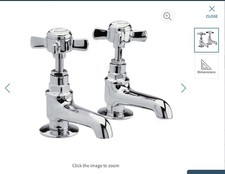 Nuie Beaumont Basin Pillar Taps Pair Hot and Cold Polished Brass New Boxed