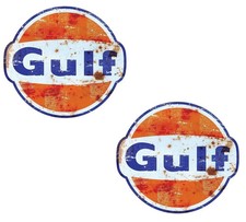2x vintage Gulf sticker 9.5 cm car classic sticker racing old school cult V8