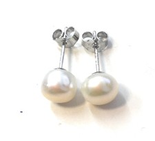 925 Sterling Silver Genuine Cultured Freshwater Pearl Stud Earrings Studs Gift