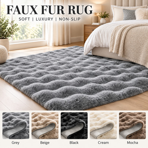 Faux fur shaggy rug - fur,