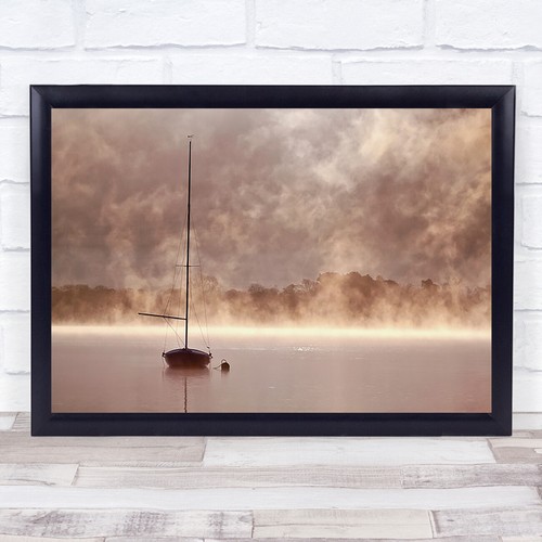 Mystical boat mist dawn - mystical,