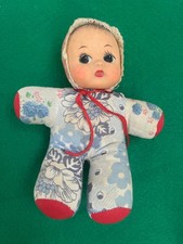 Vintage Squeak Bella Pouet Pram Doll 1970’s Soft Cloth Doll With Hard Face