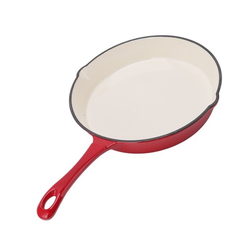 Enameled cast iron skillet red - iron,