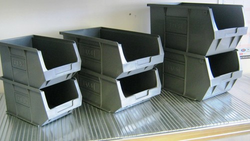 Grey plastic parts bins - grey,
