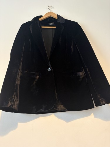 Black velvet blazer f - black,
