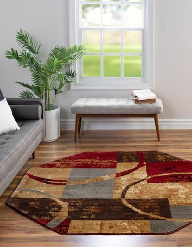 Octagonal multi brown - brown, rug