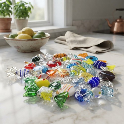 20pcs glass candy - glass, vintage