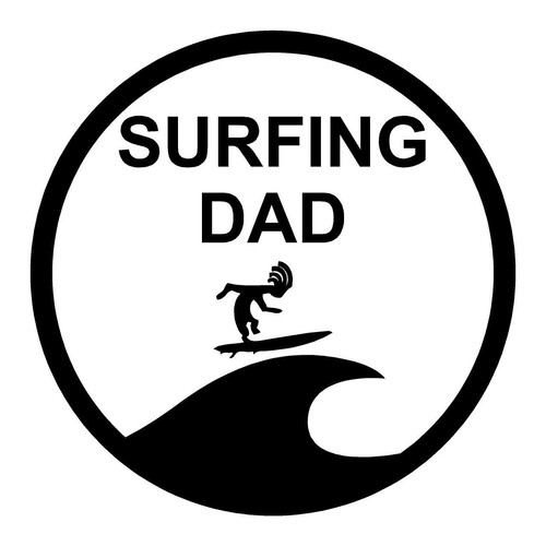 Surfing dad stickers - dad, 150mm