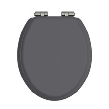 Heritage Wood Toilet Seat with Soft Close Chrome Hinges in Graphite TSGRA101SSC