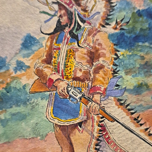 Native american man with rifle - with,